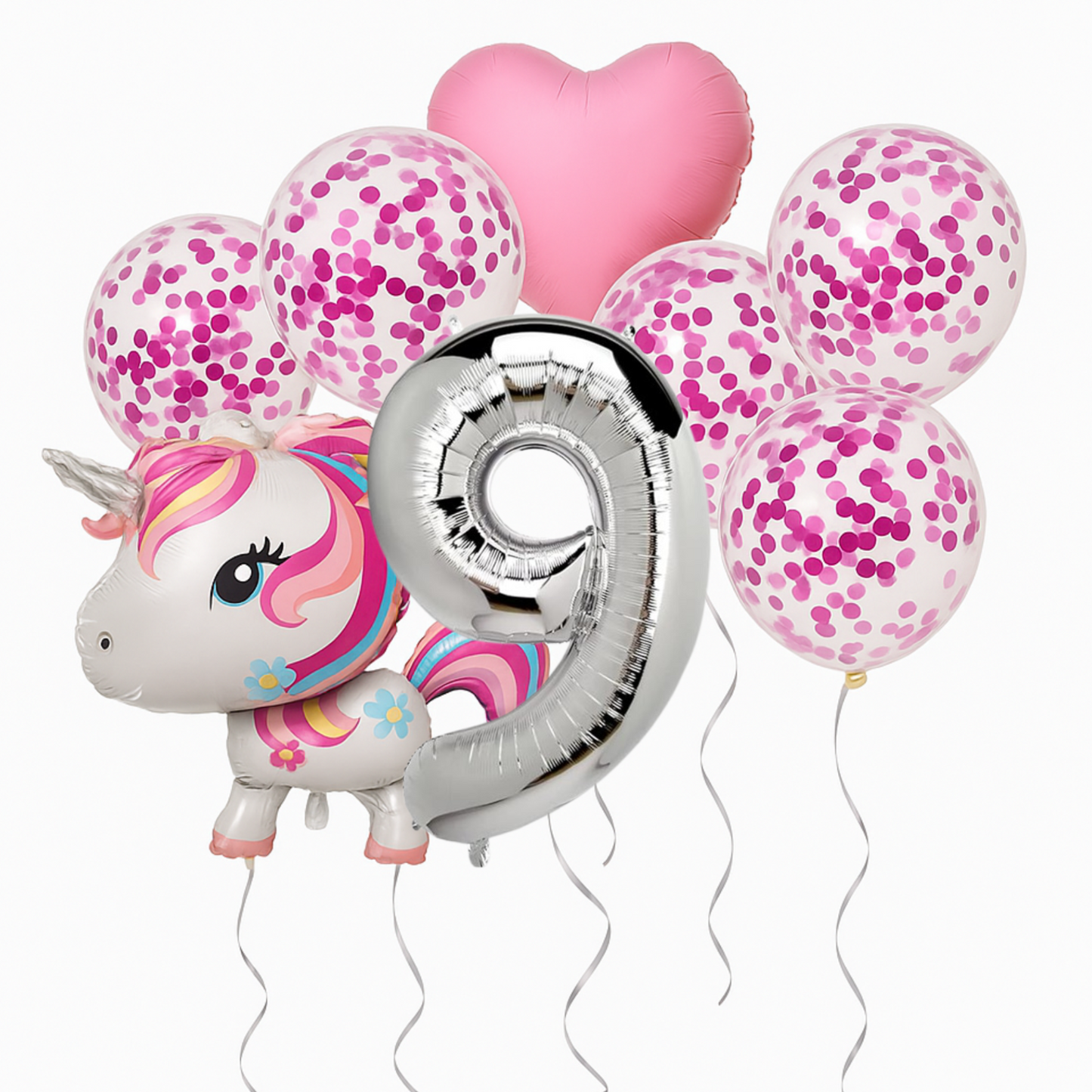 Unicorn Birthday Balloons Set Pastel Pink Confetti Number Girls Party Supplies
