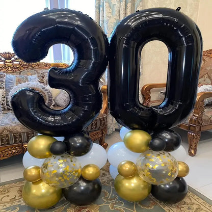 40" Black Number Balloons Foil Helium/Air | Giant Self Inflating Birthday Party