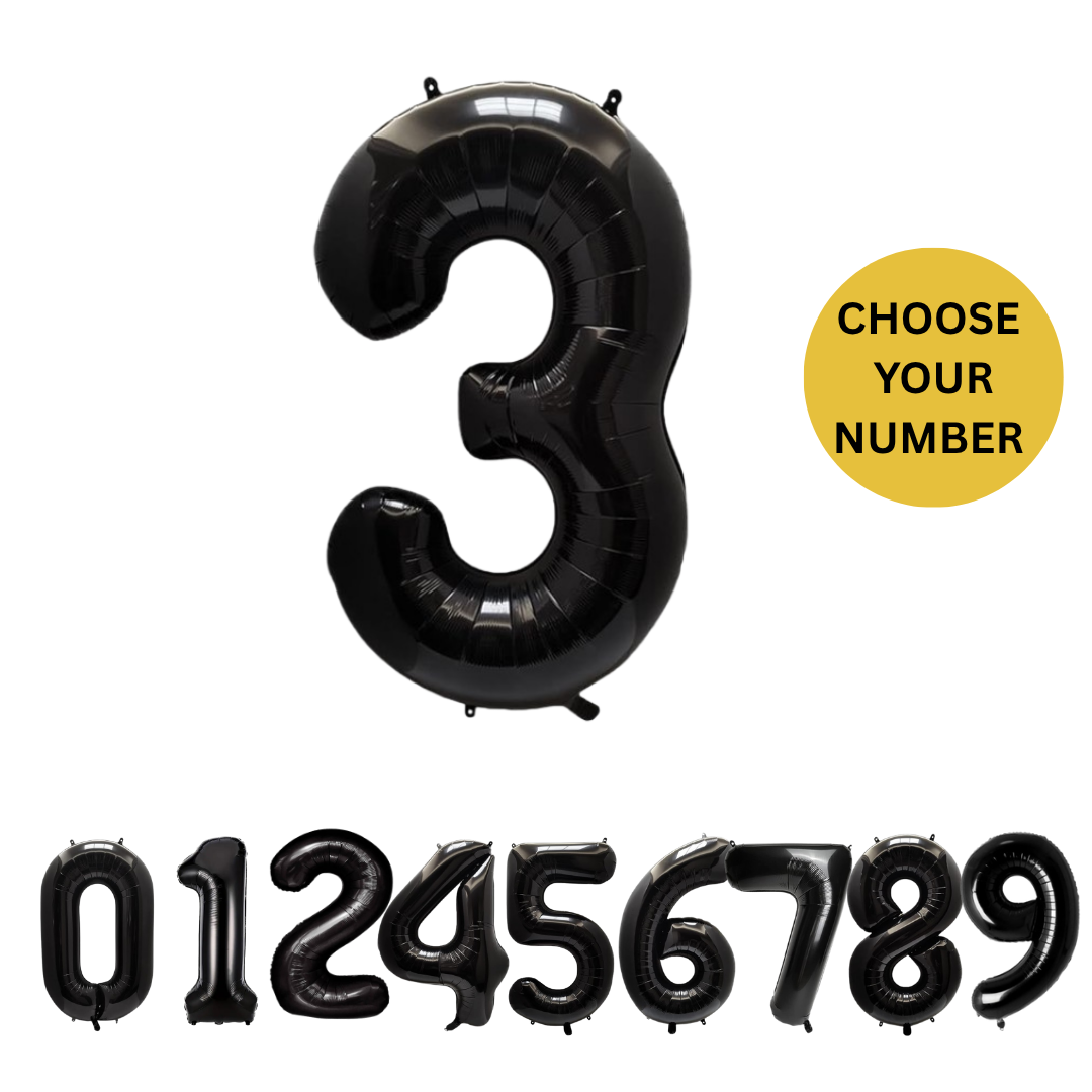 40" Black Number Balloons Foil Helium/Air | Giant Self Inflating Birthday Party