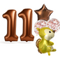1st Birthday Balloon Set – Squirrel Foil, Confetti, Star & Bronze Number