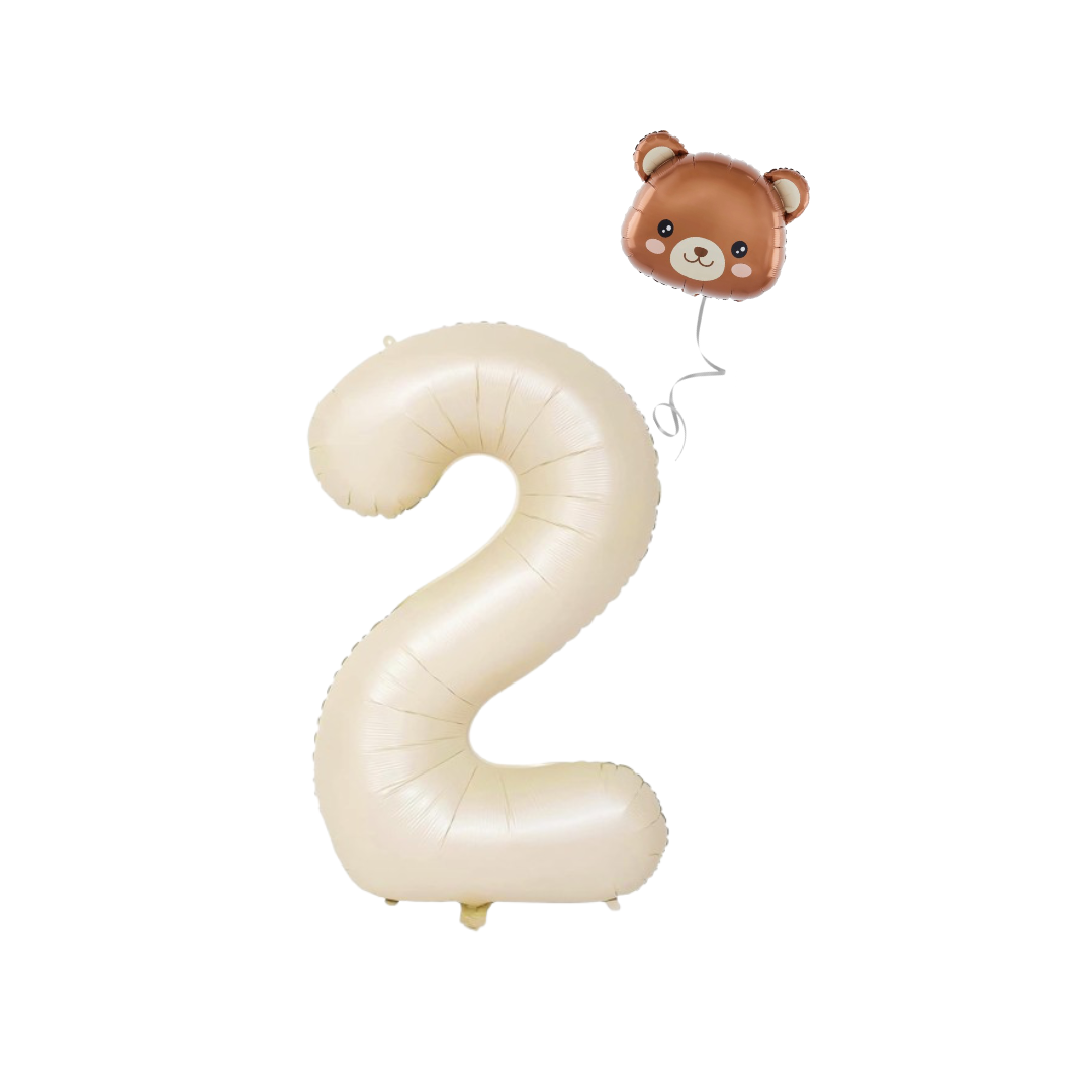 Baby Shower teddy Bear Balloons Set 40" BEIGE Numbers pack 1st 2nd 3rd birthday