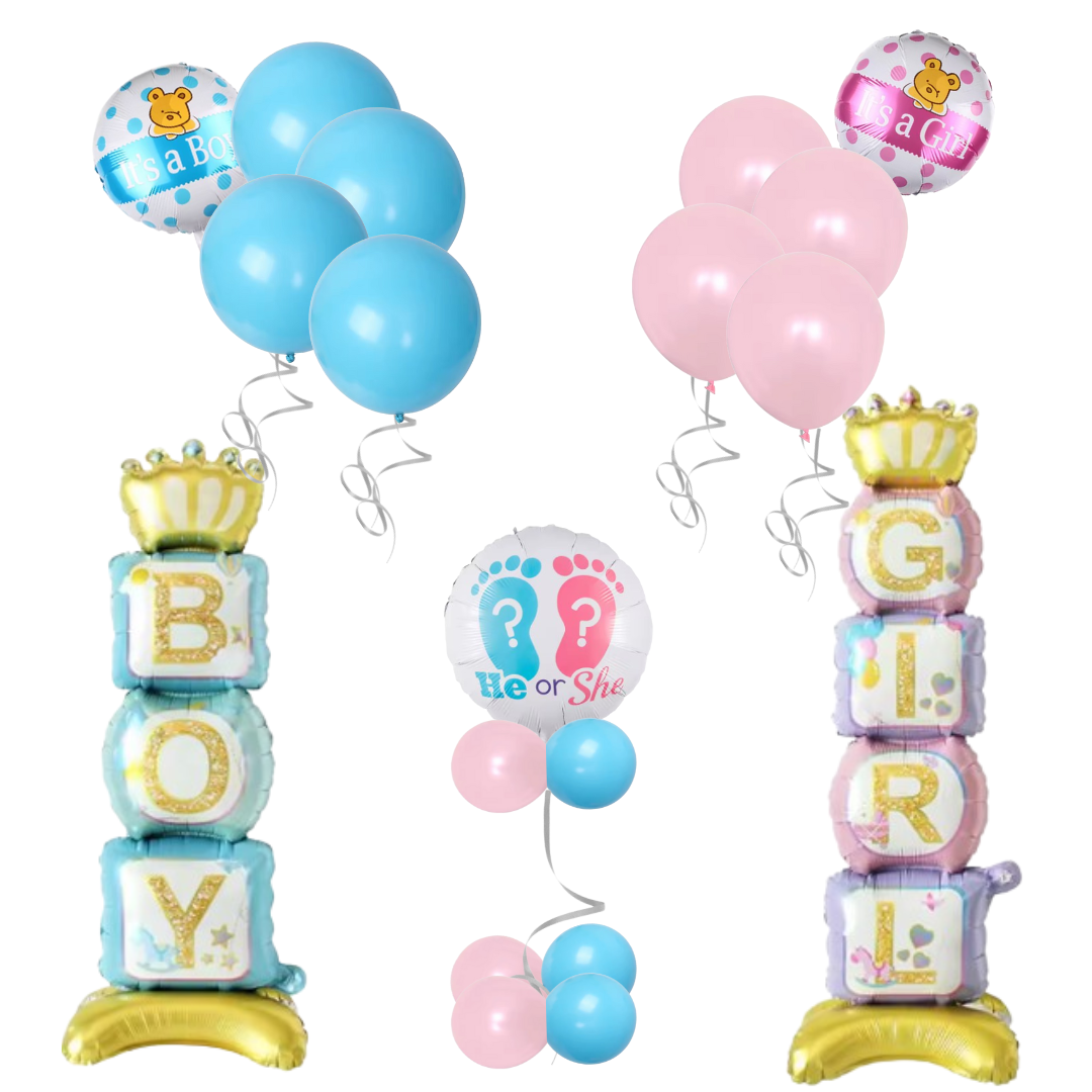 23PCS Gender Reveal Balloons Set - Baby Shower Decor - Pink Blue Garland