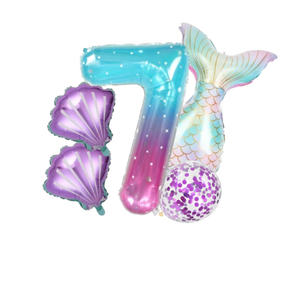 40" Clear Jellyfish Balloon Set with Foil Shells & Mermaid Tail – Party Decor