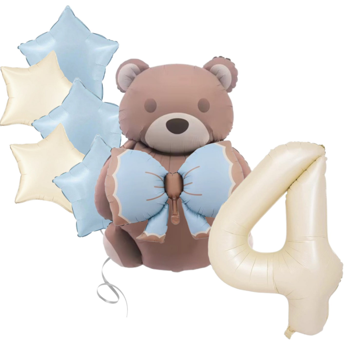 1st Birthday Balloon beige teddy Bear & Star Foil Baby Boy blue Party Decoration
