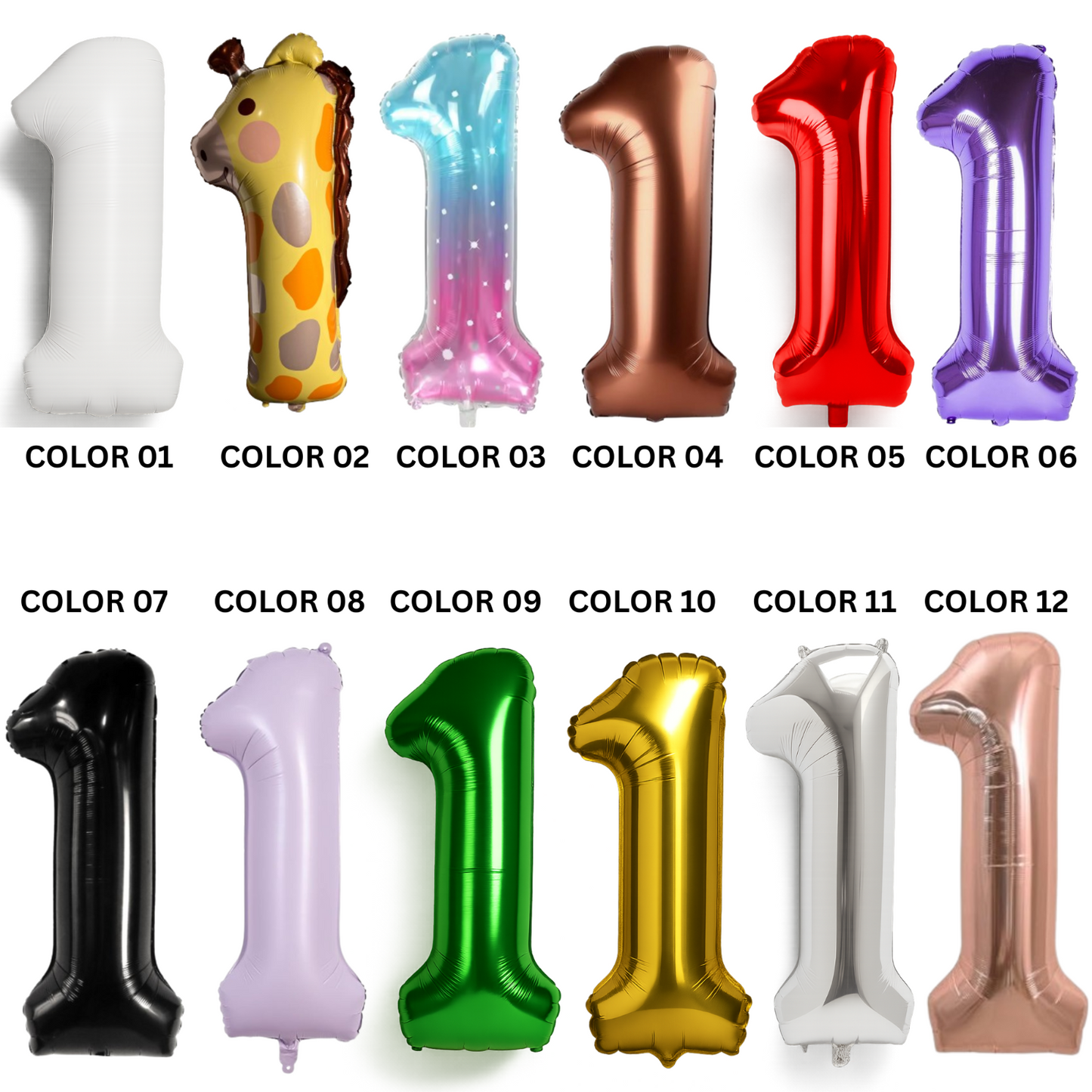 1st Birthday Balloon Set Number 1 with Bear Hearts & Stars Baby Party Decoration