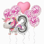 Unicorn Birthday Balloons Set Pastel Pink Confetti Number Girls Party Supplies