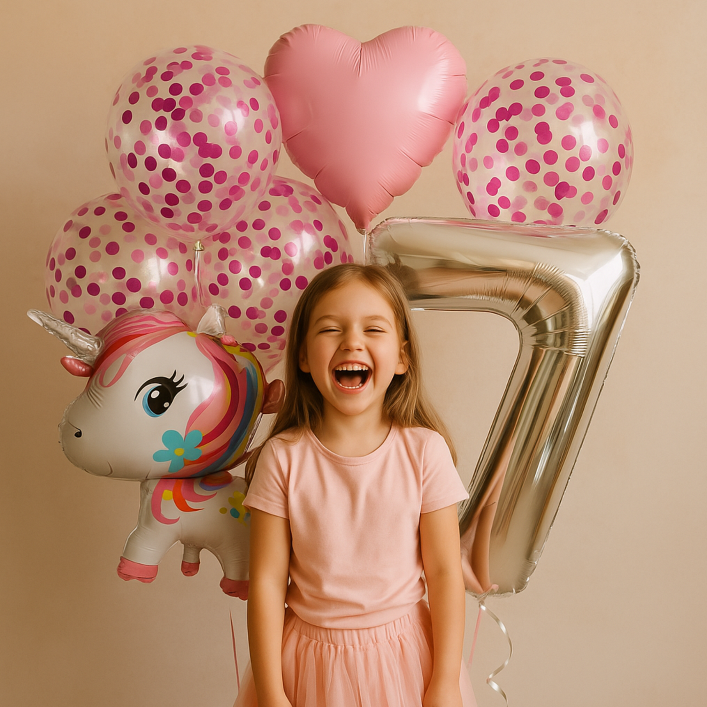 Unicorn Birthday Balloons Set Pastel Pink Confetti Number Girls Party Supplies