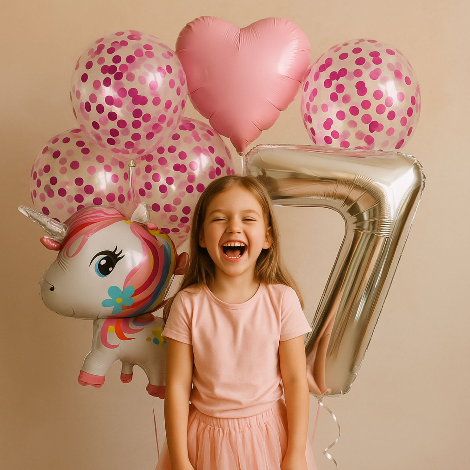 Unicorn Birthday Balloons Set Pastel Pink Confetti Number Girls Party Supplies