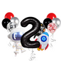 13-Pc Party Balloon Set - 40" Foil Number, Spaceship, Astronaut & Latex Confetti
