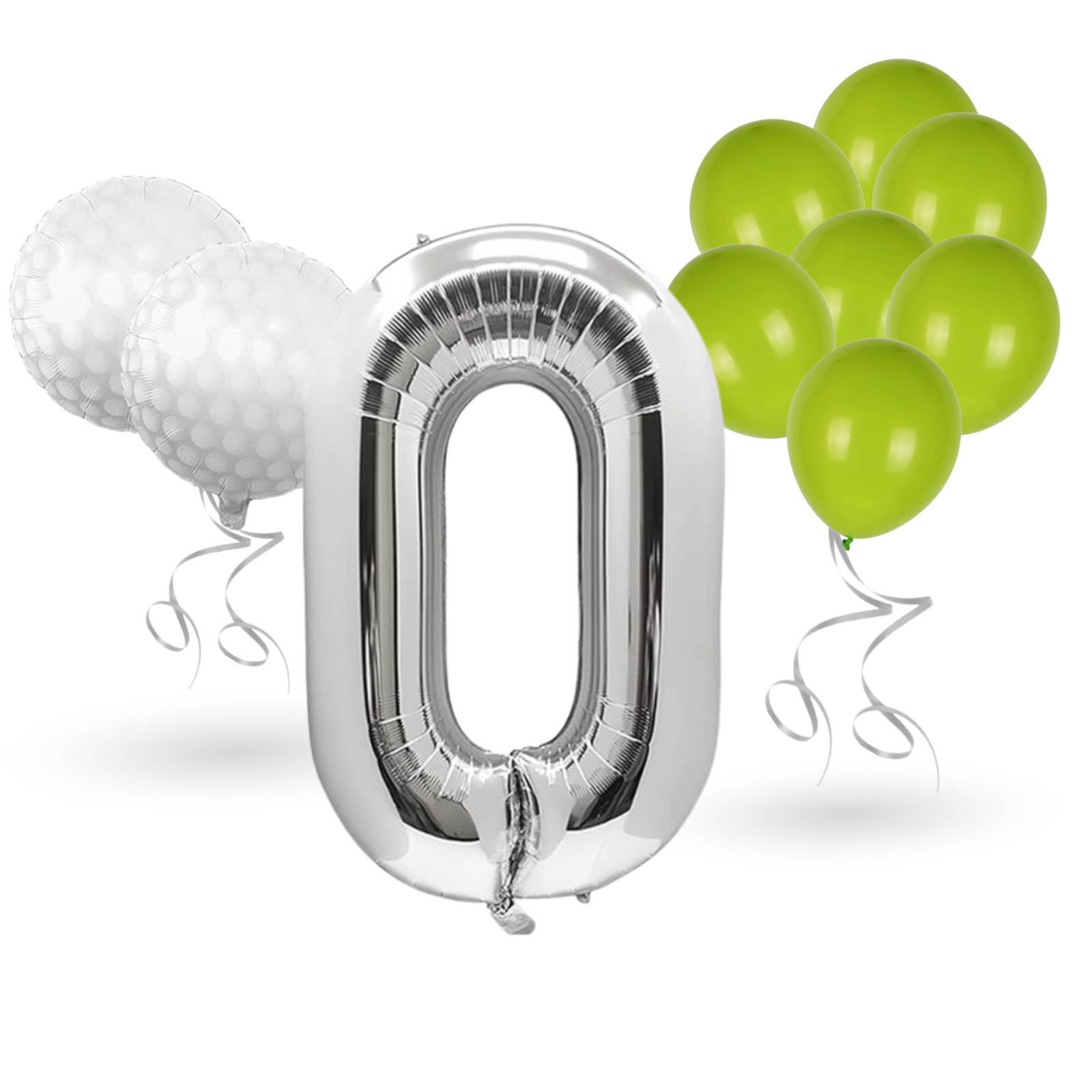 0-9 Golf Birthday Balloons Decoration Set | silver Foil Numbers + Golf Balloons