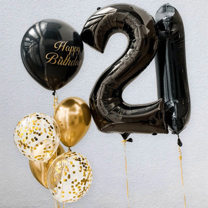 40" Black Number Balloons Foil Helium/Air | Giant Self Inflating Birthday Party