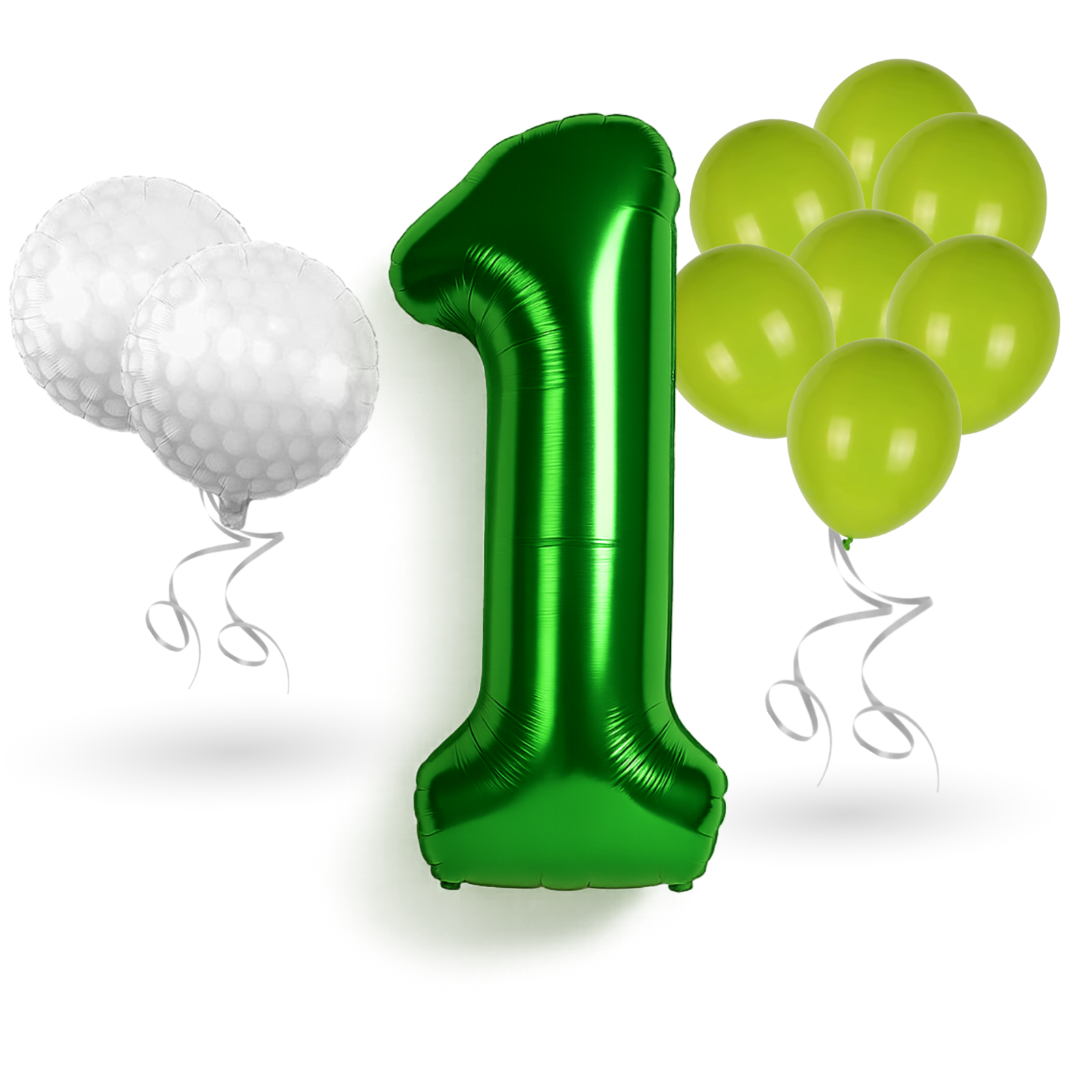 0-9 Golf Birthday Balloons Decoration Set | Green Foil Numbers + Golf Balloons