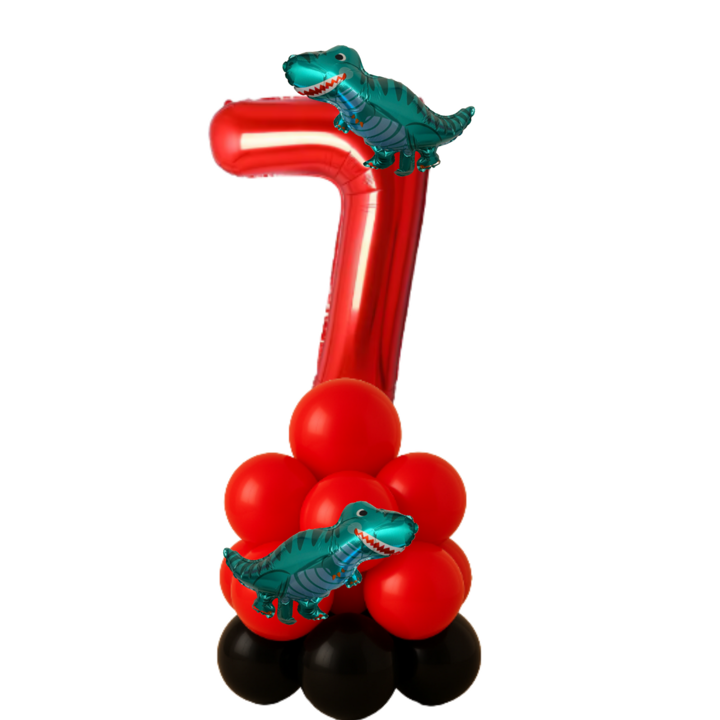 Dinosaur Balloon Display Age 6 Birthday Party Decoration Red & Black Theme