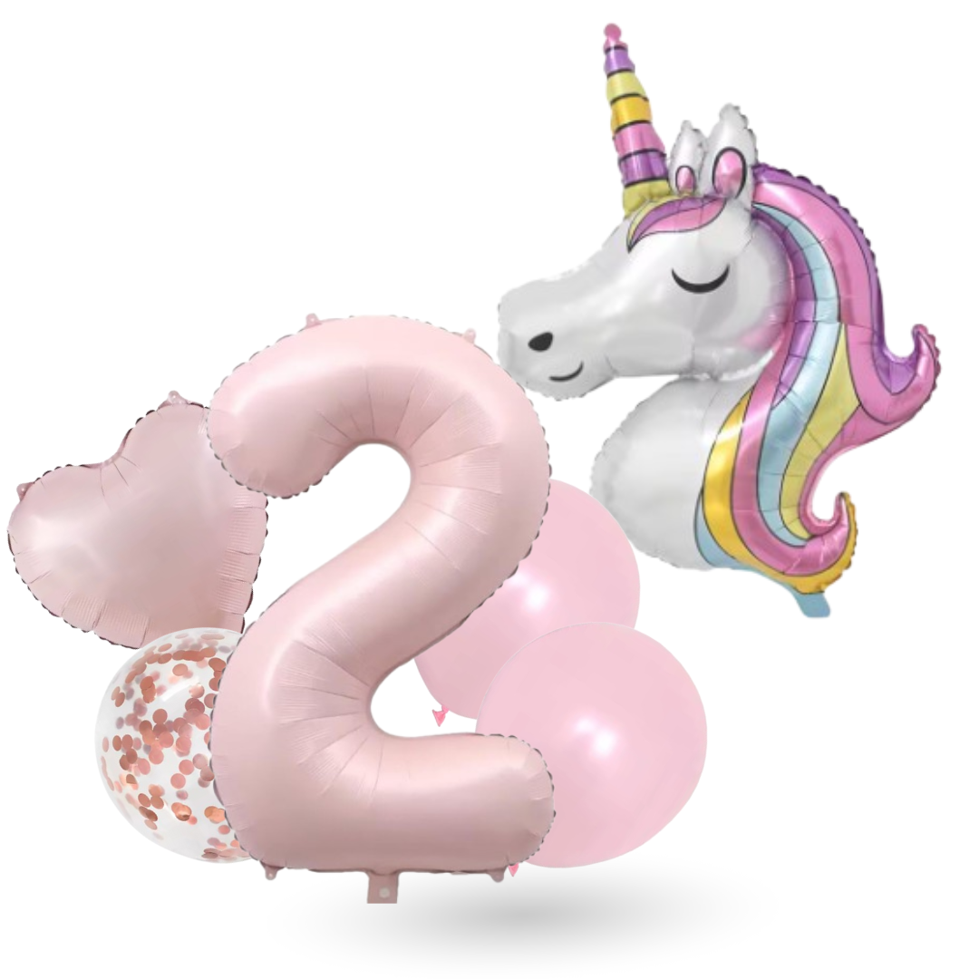 Unicorn Numbers  Balloon Set  Pink 40" Foil Balloons for Girls Birthday Party