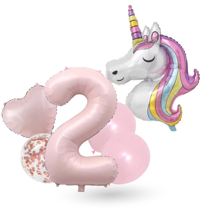 Unicorn Numbers  Balloon Set  Pink 40" Foil Balloons for Girls Birthday Party