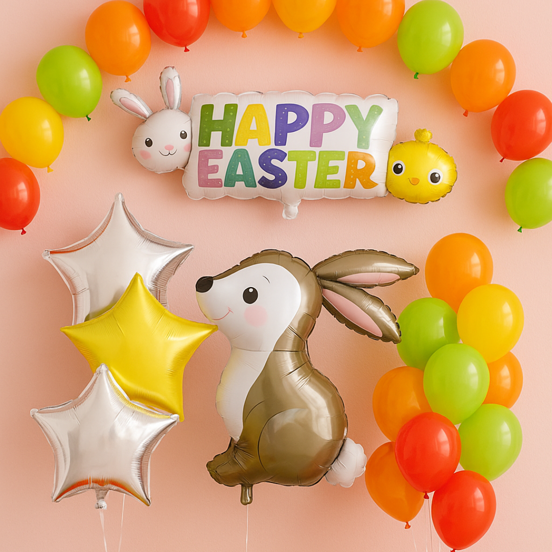 7 /16 pcsEaster Bunny Balloon Set Happy Easter Party Decor Foil Balloons Kids