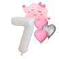 Foil Number Balloons Set 1-9 Helium Balloons for Girls Birthday Pink & Silver
