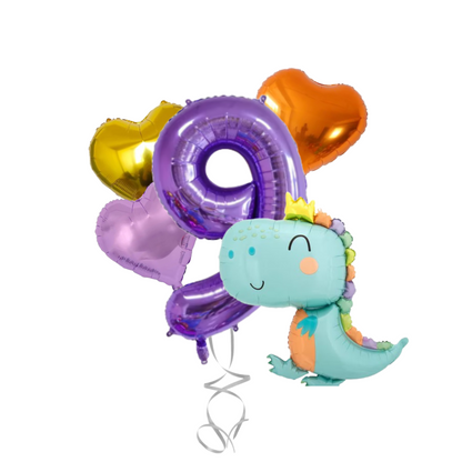 Dinosaur Birthday Balloons Set 1-9 – Foil Number & Dino Party Decorations