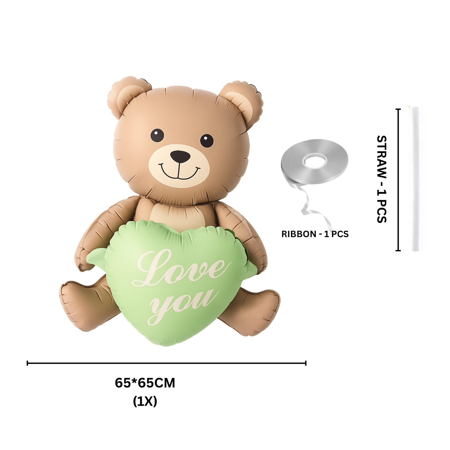 1st Birthday Balloon Set Number 1 with Bear Hearts & Stars Baby Party Decoration