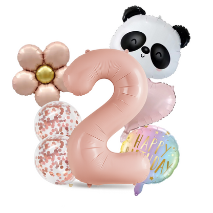 1st -9th Birthday Balloons Girl Set – Panda, Rose Gold Number, Party Decorations