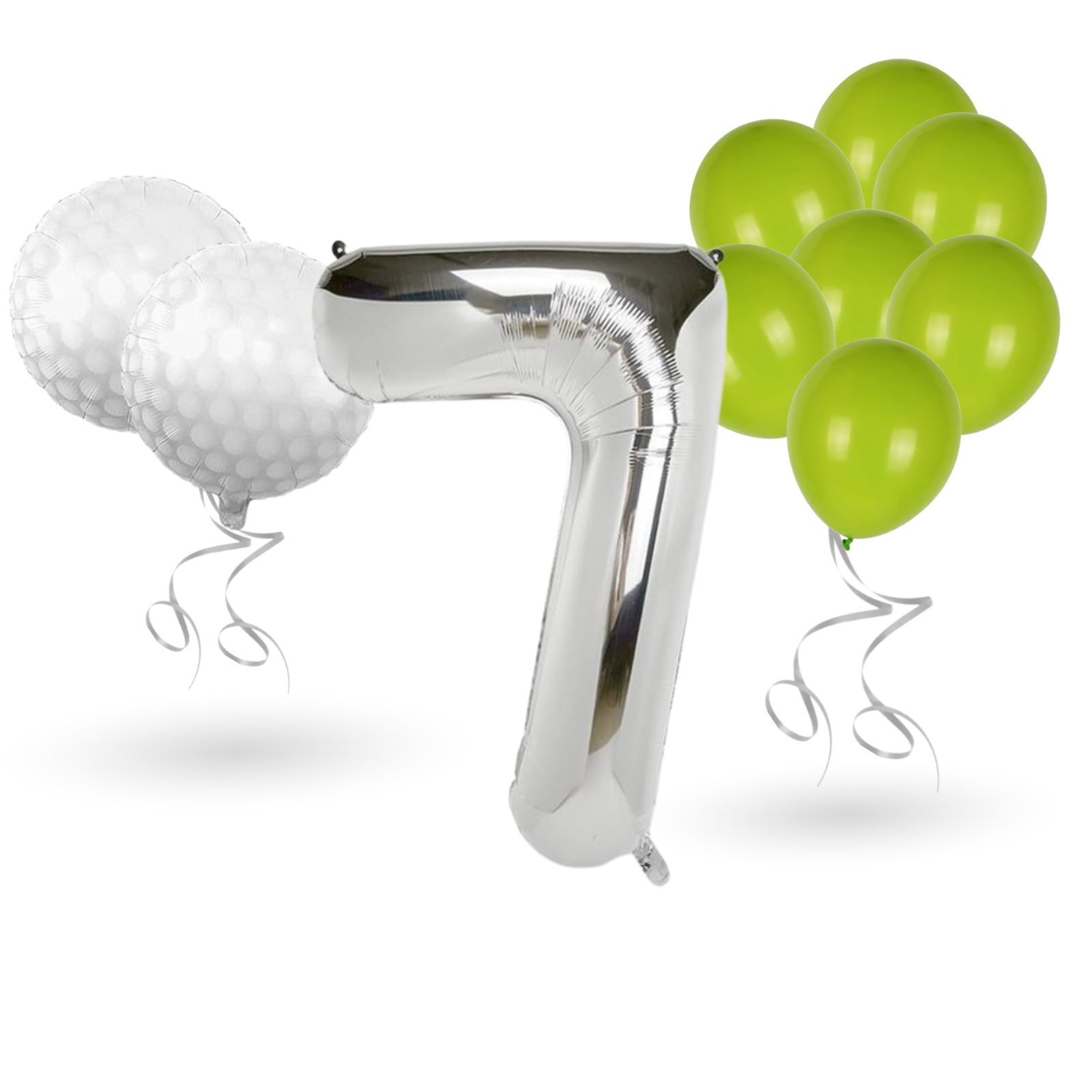 0-9 Golf Birthday Balloons Decoration Set | silver Foil Numbers + Golf Balloons
