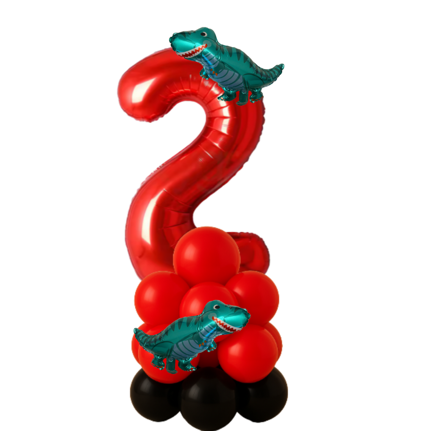 Dinosaur Balloon Display Age 6 Birthday Party Decoration Red & Black Theme