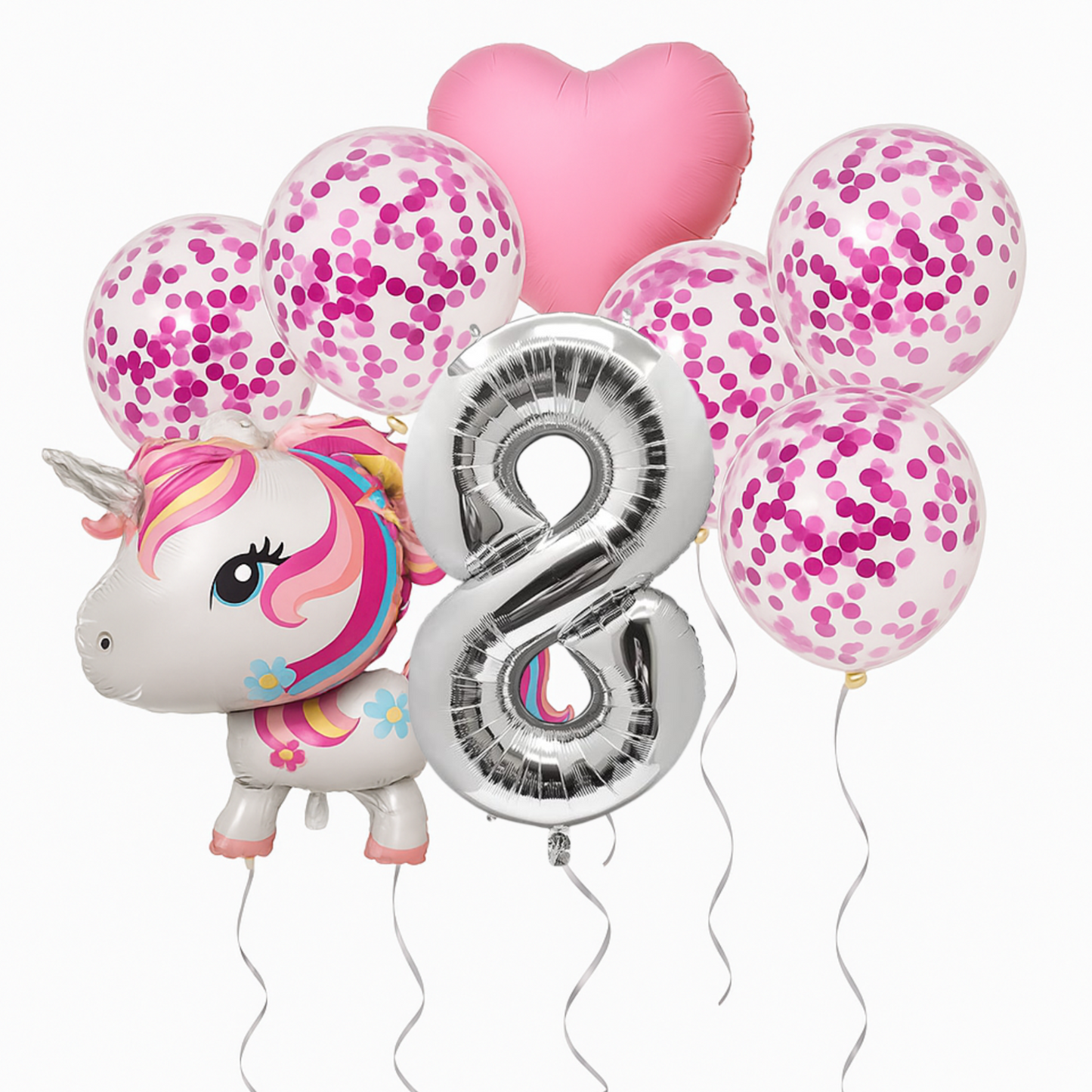 Unicorn Birthday Balloons Set Pastel Pink Confetti Number Girls Party Supplies