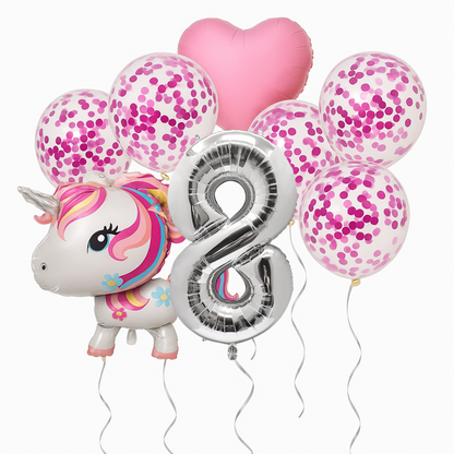 Unicorn Birthday Balloons Set Pastel Pink Confetti Number Girls Party Supplies