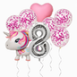 Unicorn Birthday Balloons Set Pastel Pink Confetti Number Girls Party Supplies