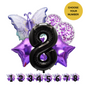 40" Giant Foil Number Balloon Set Purple Butterfly Theme Balloons for Girls Birt