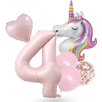 Unicorn Numbers  Balloon Set  Pink 40" Foil Balloons for Girls Birthday Party