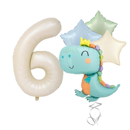 Dinosaur Number Balloon Set 40” Pastel Birthday Party Baby Boy Girl Decor 0-9