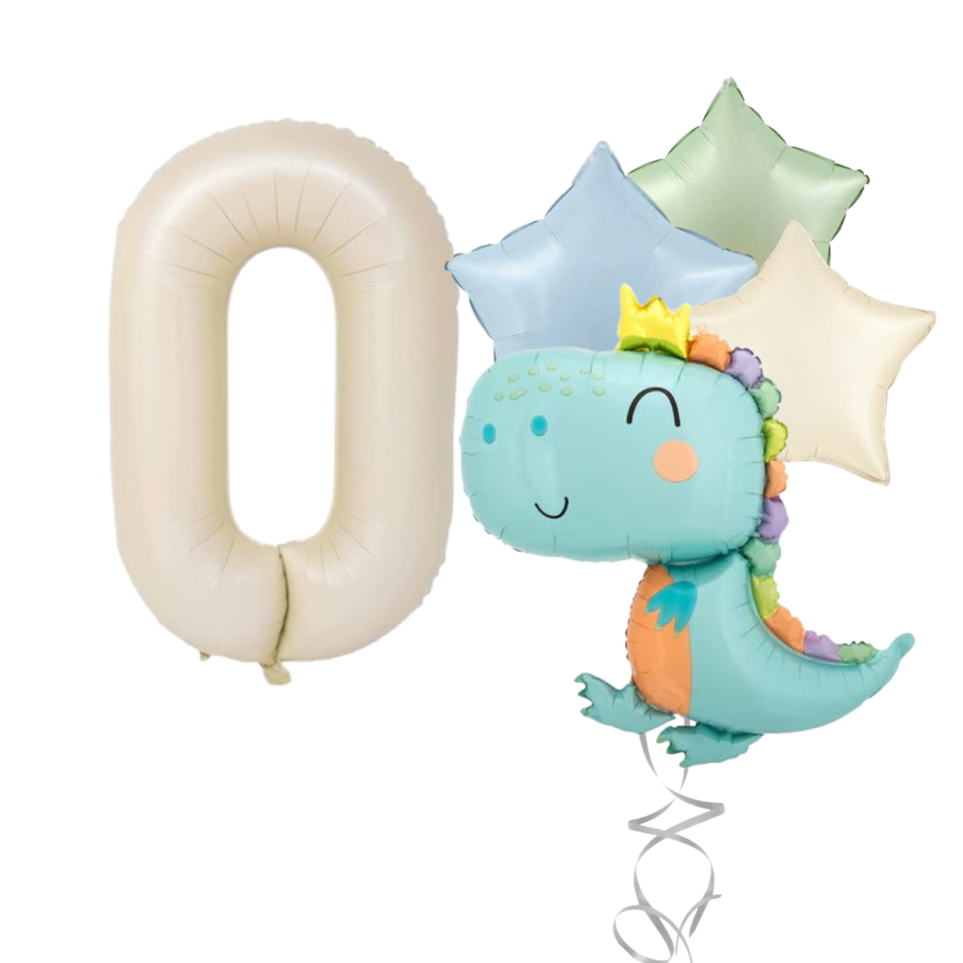 Dinosaur Number Balloon Set 40” Pastel Birthday Party Baby Boy Girl Decor 0-9