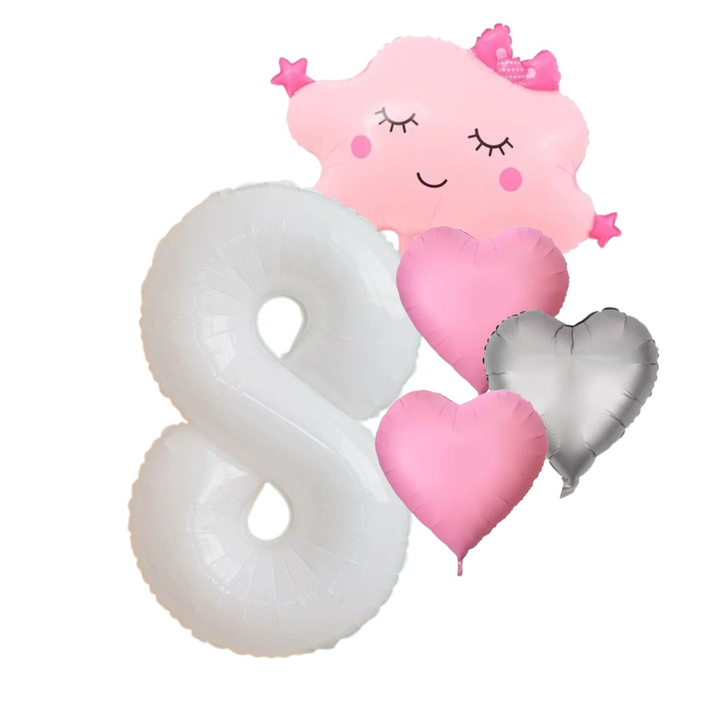 Foil Number Balloons Set 1-9 Helium Balloons for Girls Birthday Pink & Silver