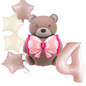 1st Birthday Balloon pink teddy Bear & Star Foil Baby girl rose Party Decoration
