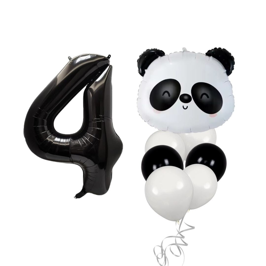 Panda Balloon Set Kids Birthday Party Decor with Number 0-9 Black White Balloons