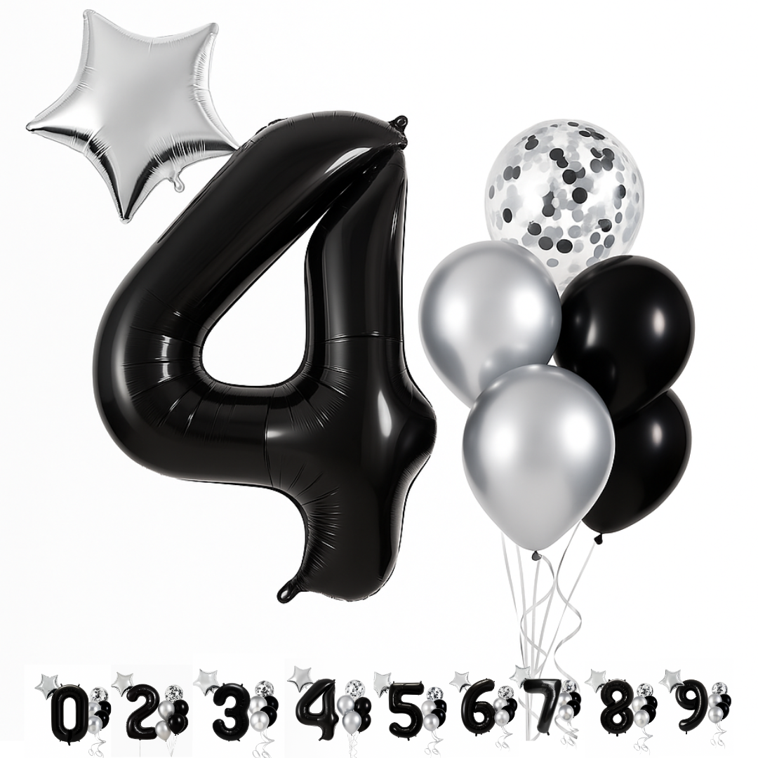 40" Black Number Balloons Foil Helium/Air | Giant Self Inflating Birthday Party