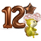 1st Birthday Balloon Set – Squirrel Foil, Confetti, Star & Bronze Number