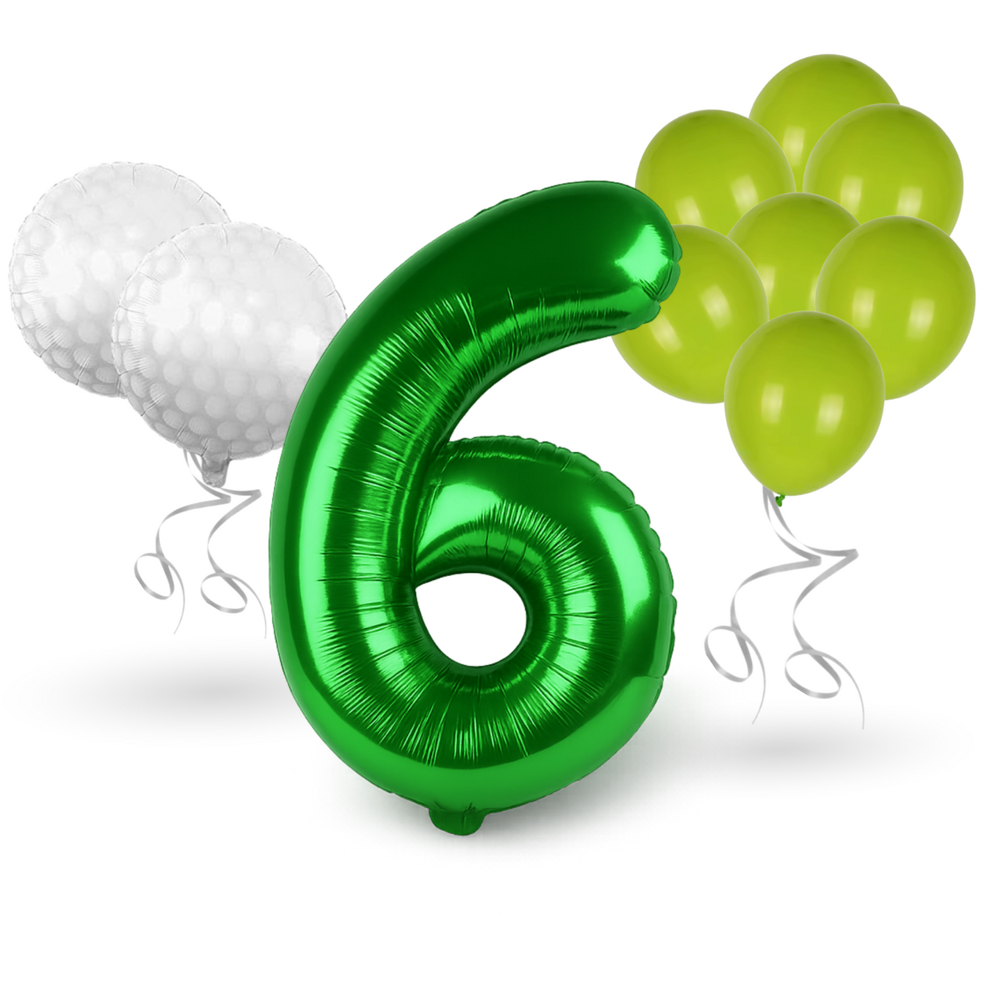 0-9 Golf Birthday Balloons Decoration Set | Green Foil Numbers + Golf Balloons