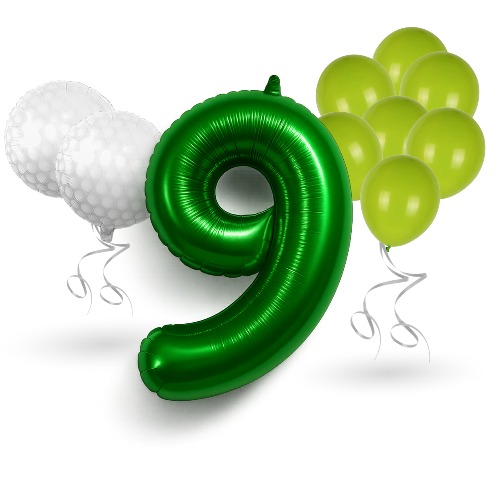 0-9 Golf Birthday Balloons Decoration Set | Green Foil Numbers + Golf Balloons