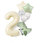 Dinosaur Birthday Balloons Set  40" Beige Number + Green Dinosaur Foil + Pastel