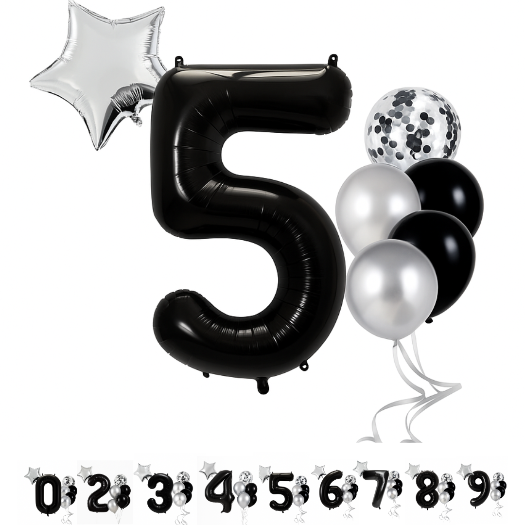 40" Black Number Balloons Foil Helium/Air | Giant Self Inflating Birthday Party