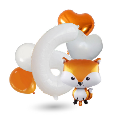 Woodland Balloon Set – Cute Fox + Numbers Balloons 0-9