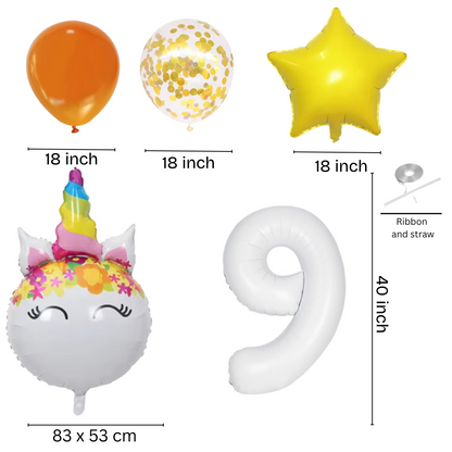 Unicorn Numbers  Balloon Set princess Foil Balloons for Girls Birthday Party dec