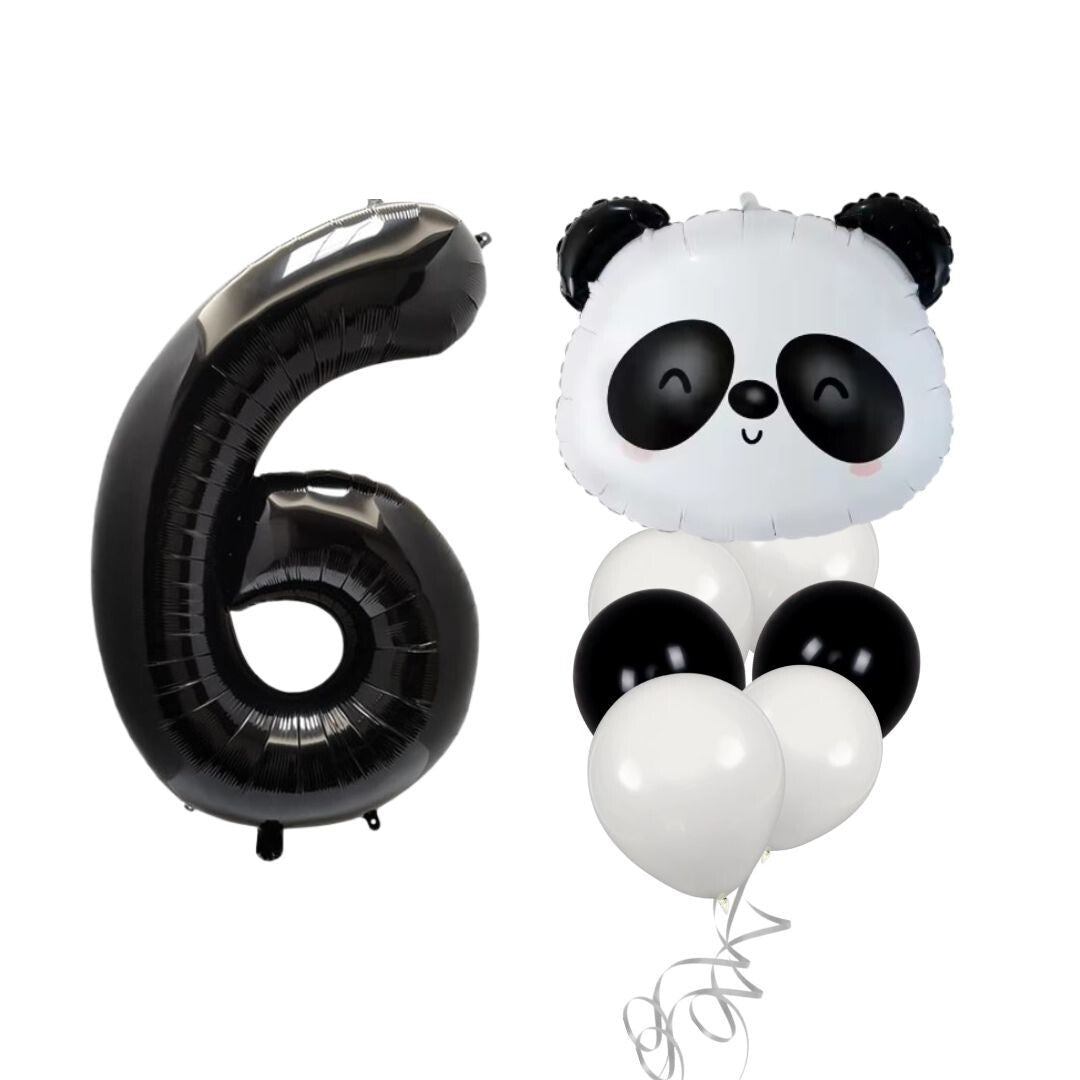 Panda Balloon Set Kids Birthday Party Decor with Number 0-9 Black White Balloons