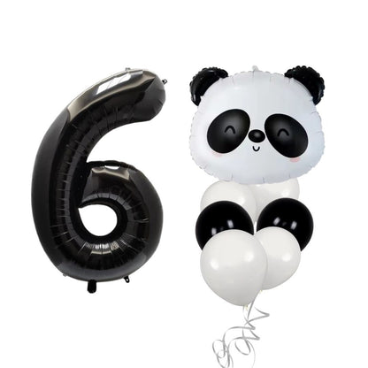 Panda Balloon Set Kids Birthday Party Decor with Number 0-9 Black White Balloons