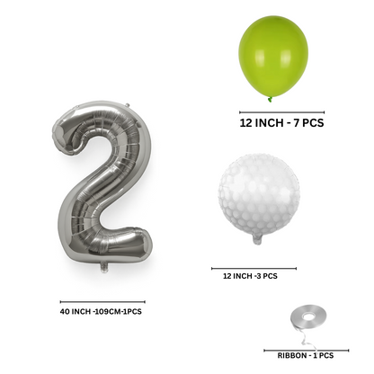 0-9 Golf Birthday Balloons Decoration Set | silver Foil Numbers + Golf Balloons