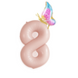 Birthday Balloon – Pink Foil Numbers with Colourful Butterfly – Girl