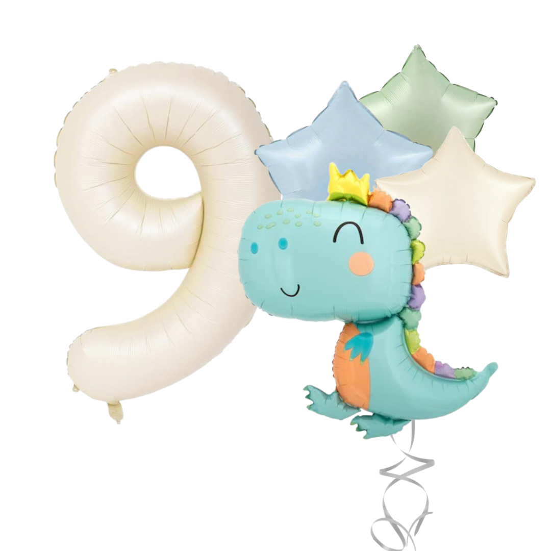 Dinosaur Number Balloon Set 40” Pastel Birthday Party Baby Boy Girl Decor 0-9