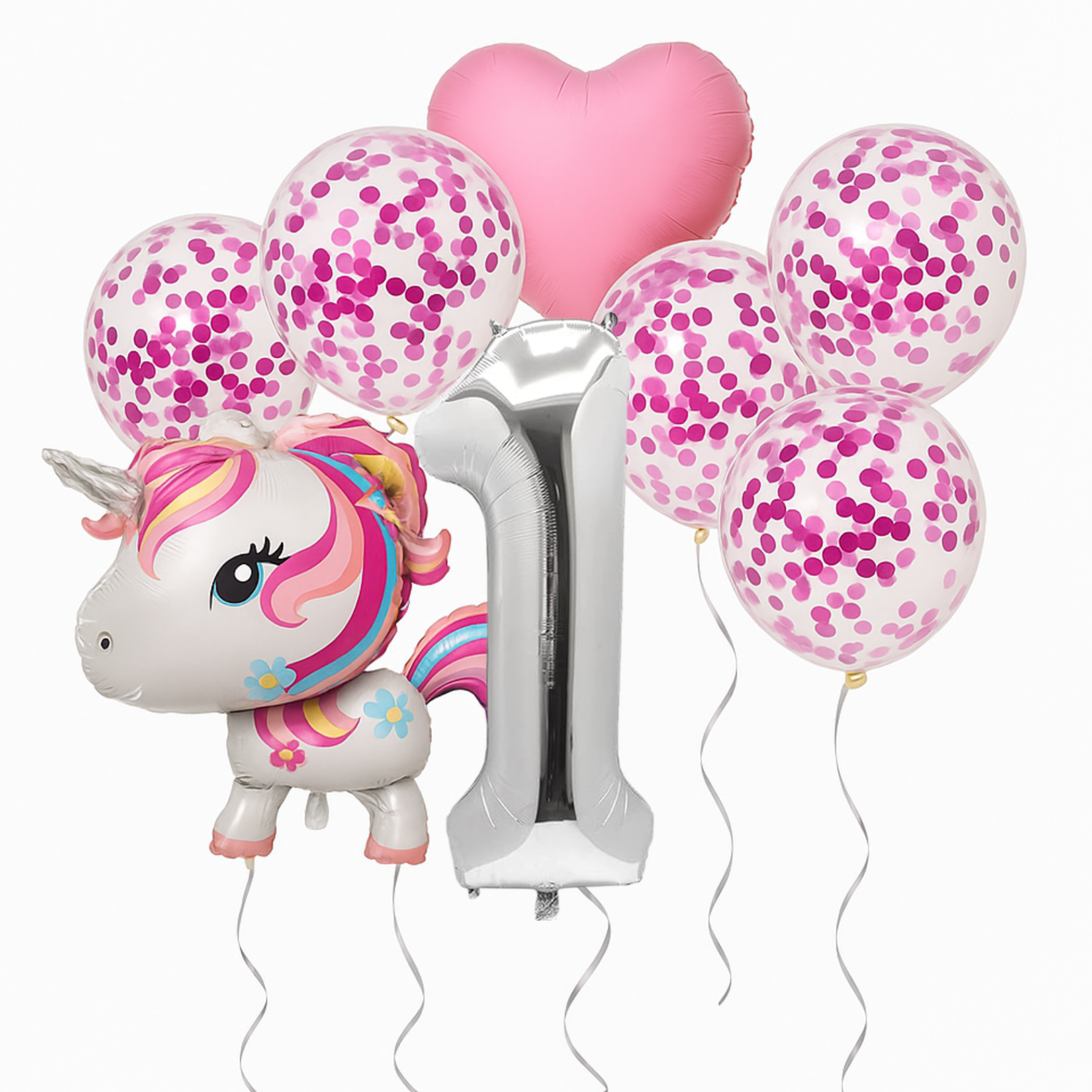 Unicorn Birthday Balloons Set Pastel Pink Confetti Number Girls Party Supplies